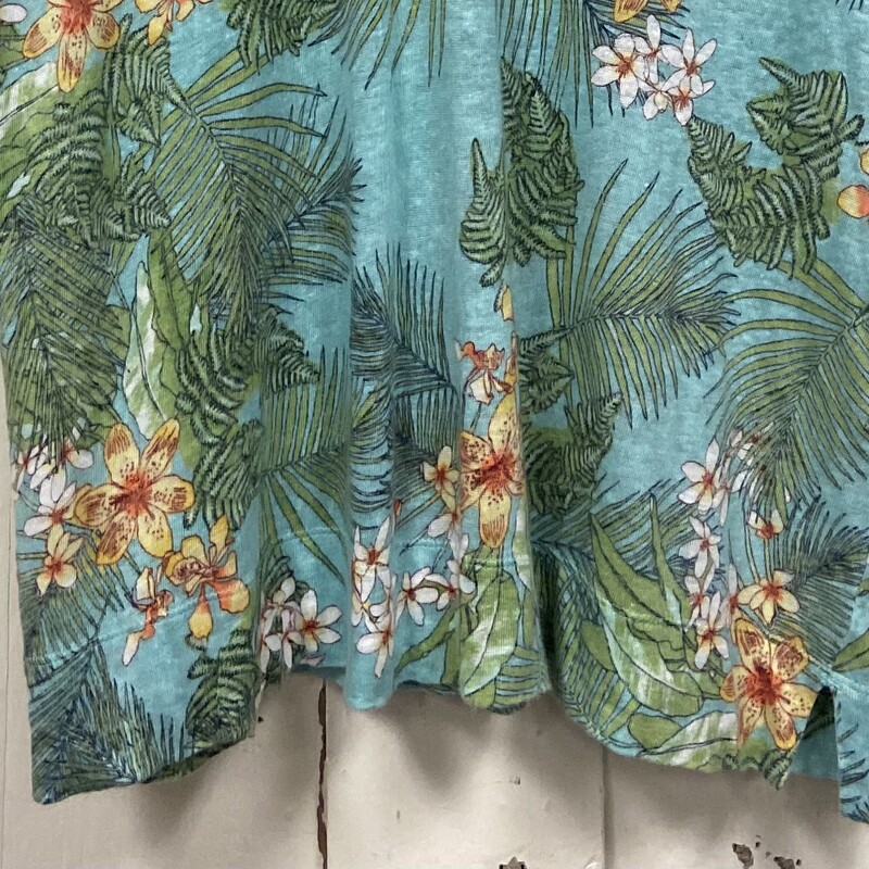 Teal Tropical Linen Tee<br />
Teal/yll<br />
Size: Large