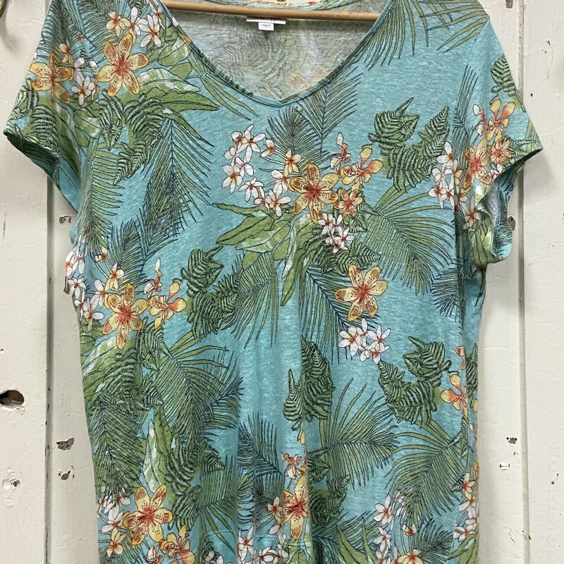 Teal Tropical Linen Tee<br />
Teal/yll<br />
Size: Large