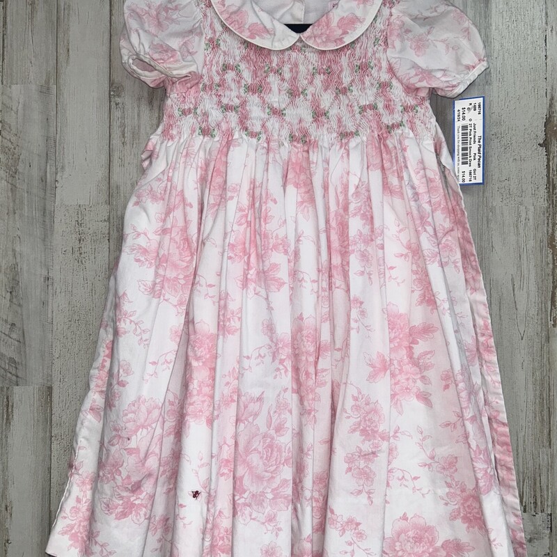 2T Pink Print Smock Dress