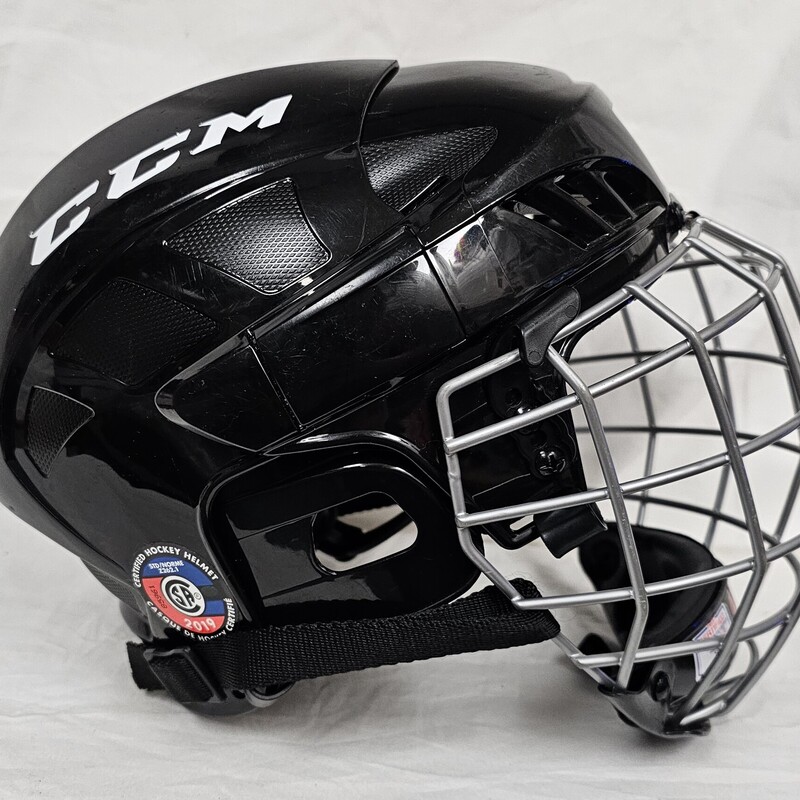 Pre-owned CCM FL40 Hockey Helmet Combo, Black, Size: S, Certified Through December 2026