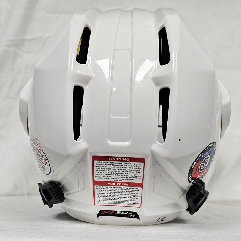 Pre-owned CCM 3DS Hockey Helmet Combo, White, Size: Youth, Certified through December 2025