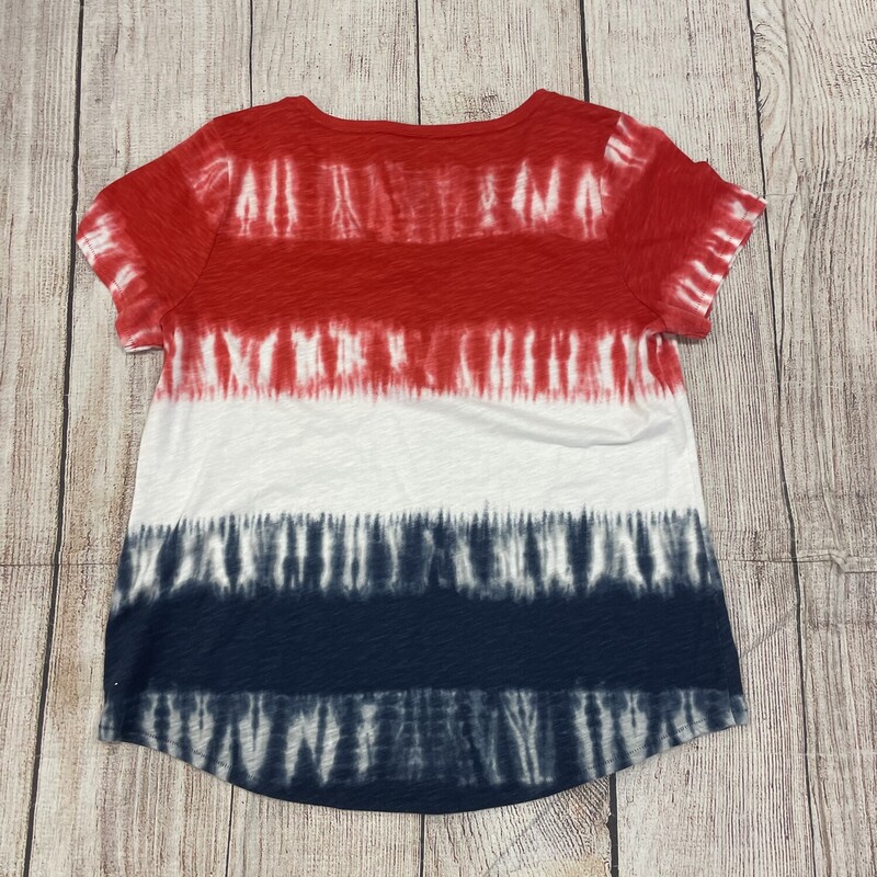 red white blue shorts sleeve top size large