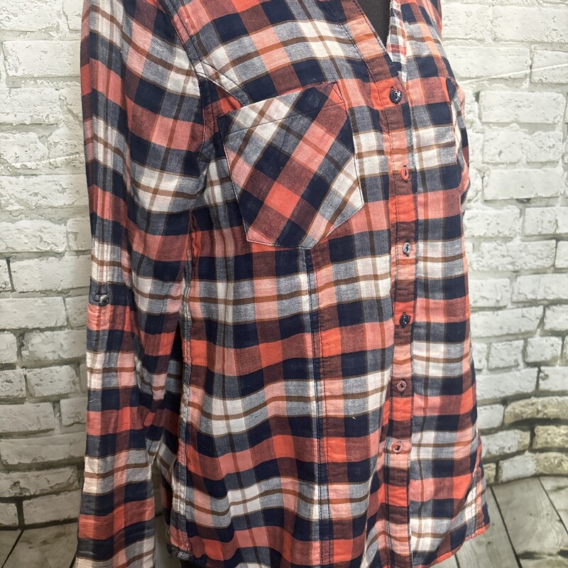 Blue, Plaid, Size: Large