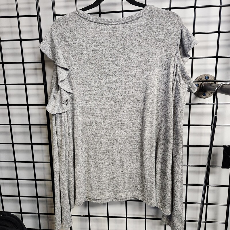 Gap Knit Cold Shoulder, Grey, Size: XXL